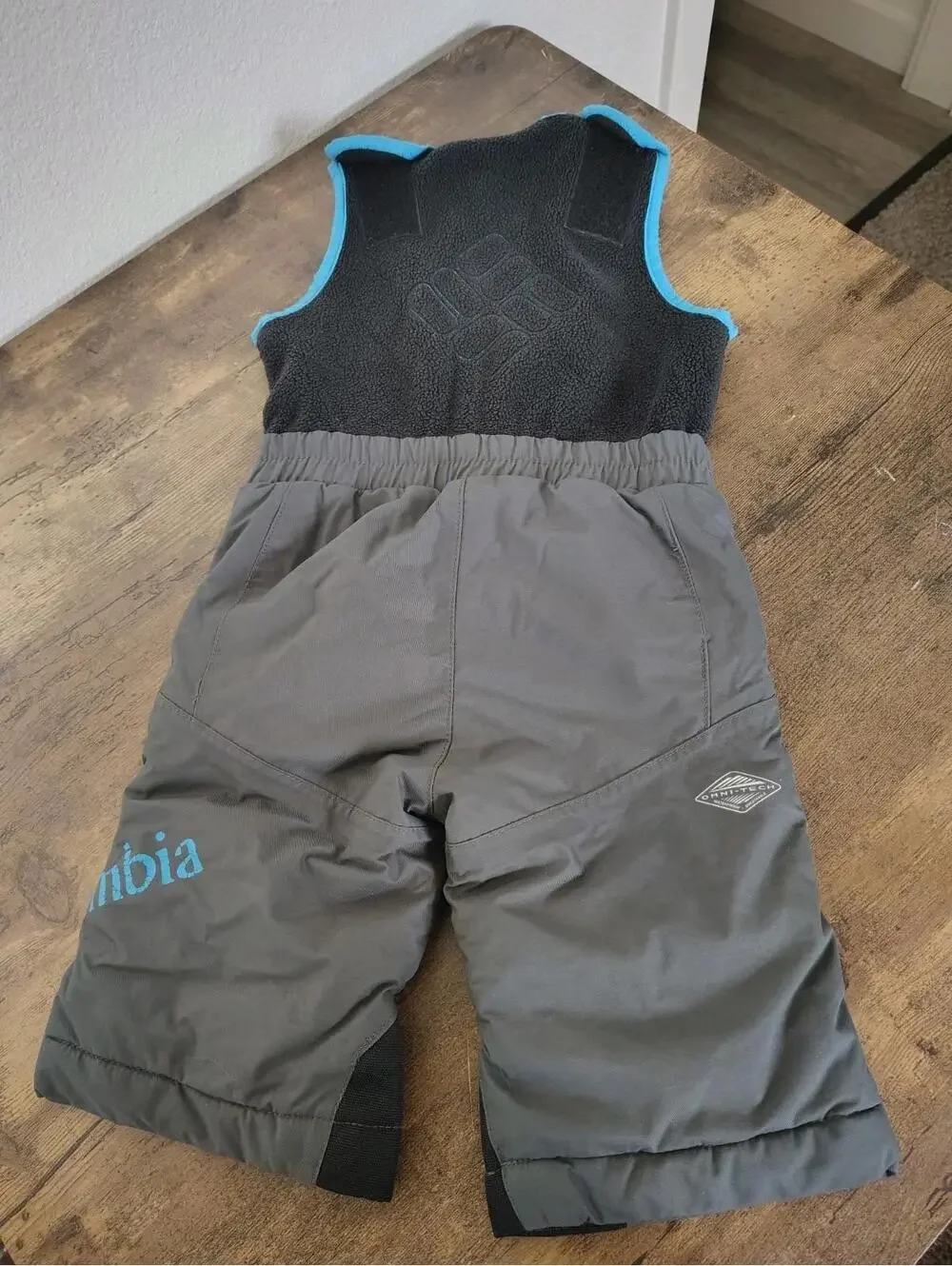Columbia 12 M Blue Gray Snow Bibs Pants Omni Tech Waterproof Breathable Adjustab